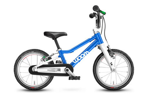 Woom 2 Kinderfahrrad 14 Zoll in Blau, gebraucht bei kidsbikeoutlet.de