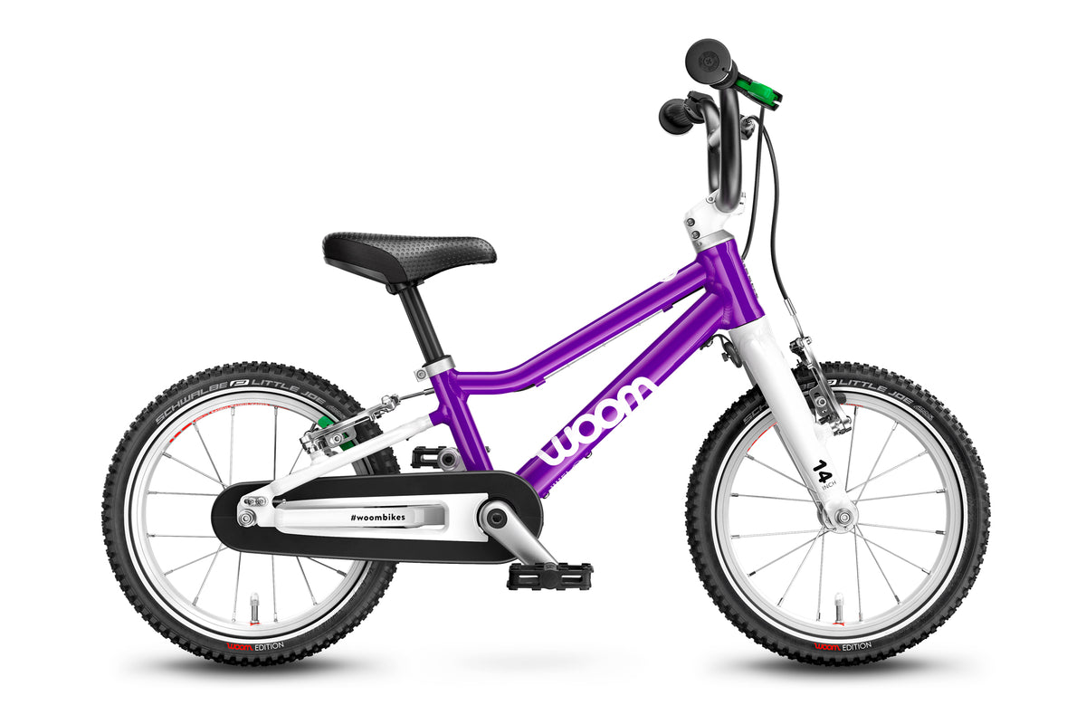 Woom 2 Kinderfahrrad 14 Zoll in Lila, gebraucht bei kidsbikeoutlet.de