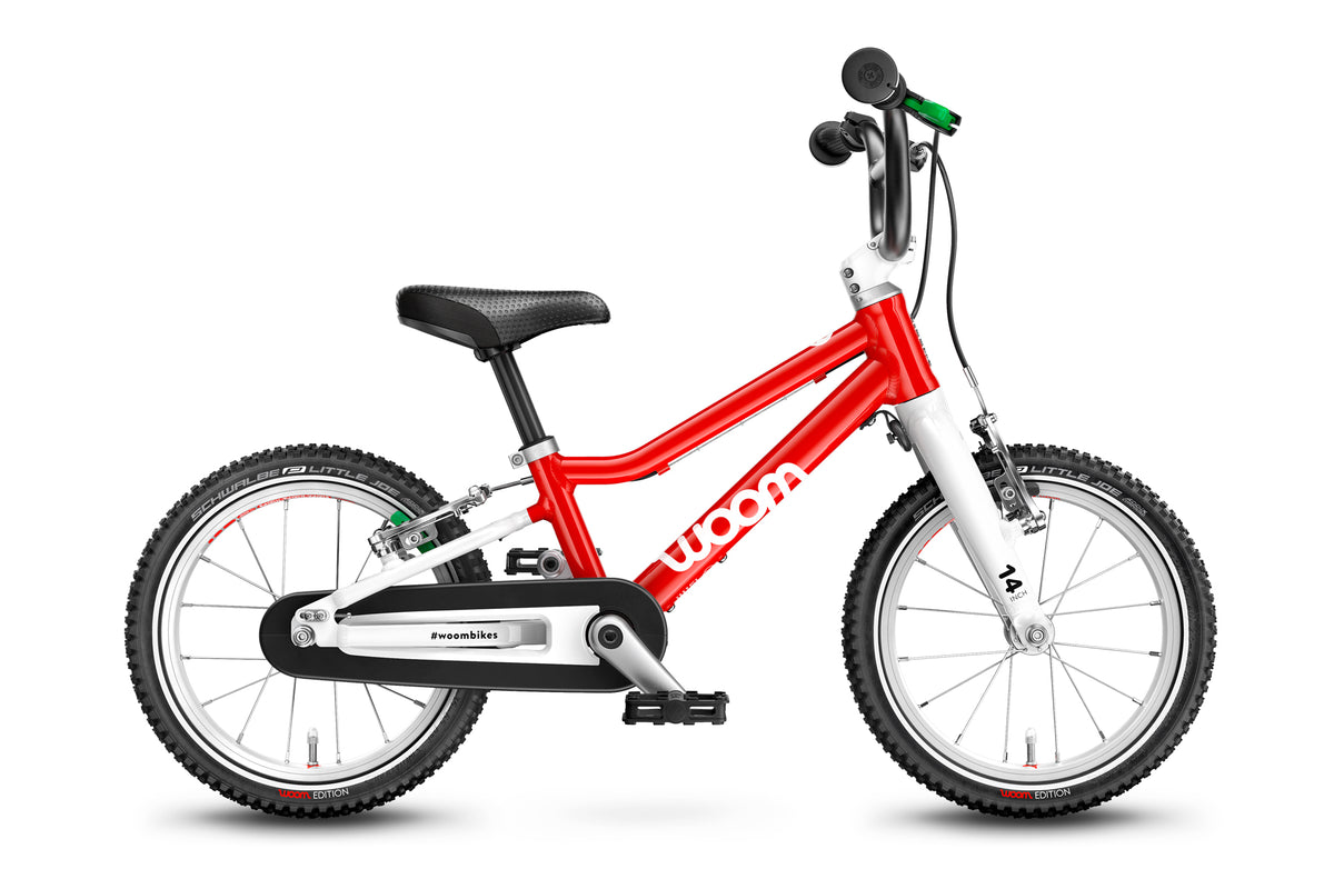 Woom 2 Kinderfahrrad 14 Zoll in Rot, gebraucht bei kidsbikeoutlet.de
